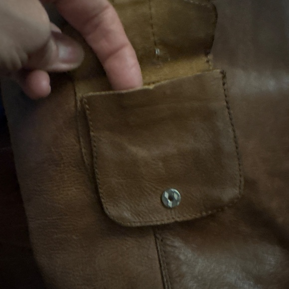 New brown leather wedge boots with side pocket that buttons closed size 7 1/2 - Picture 7 of 11